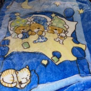 Blue and Yellow Cartoon Blanket